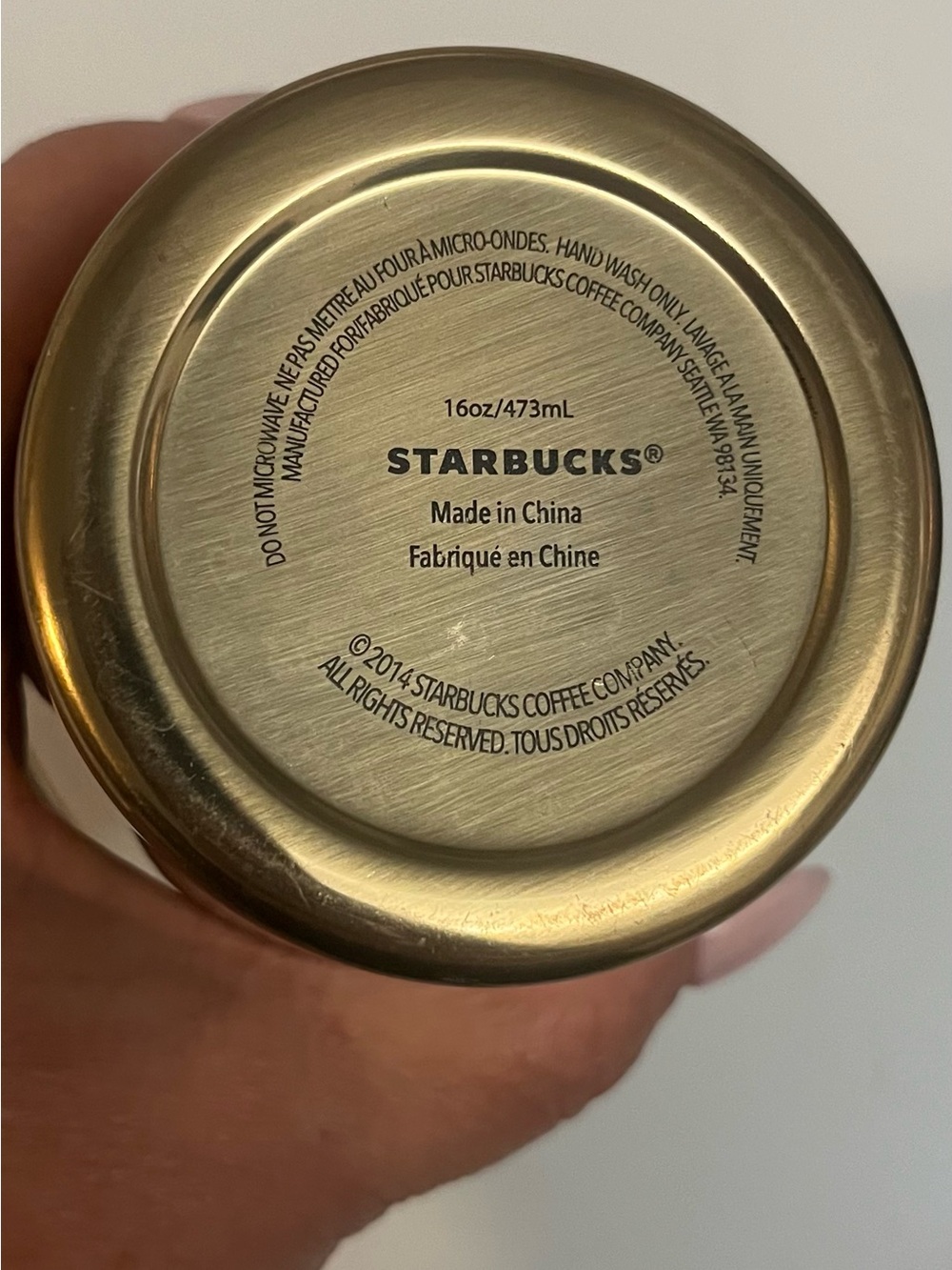 Starbucks Gold Stainless Steel Tumbler - Metallic Gold 2014 Edition. Grande Size - Picture 4 of 6